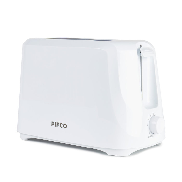 PIFCO White 2 Slice Toaster Compact Design With 6 Browning Controls